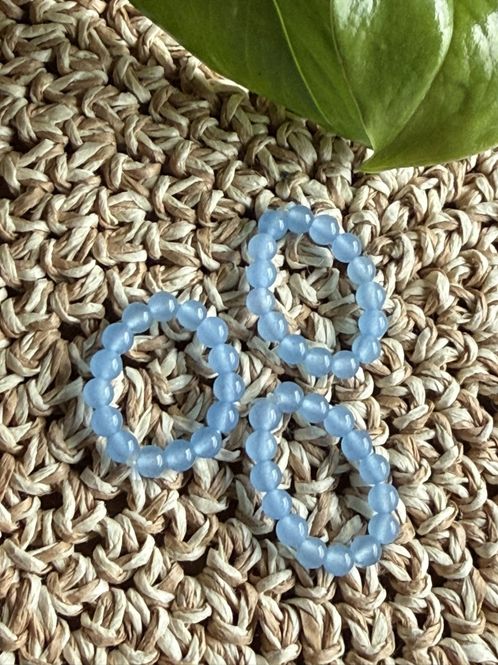 Hovedbilde Strikkring, blå agat, 4mm