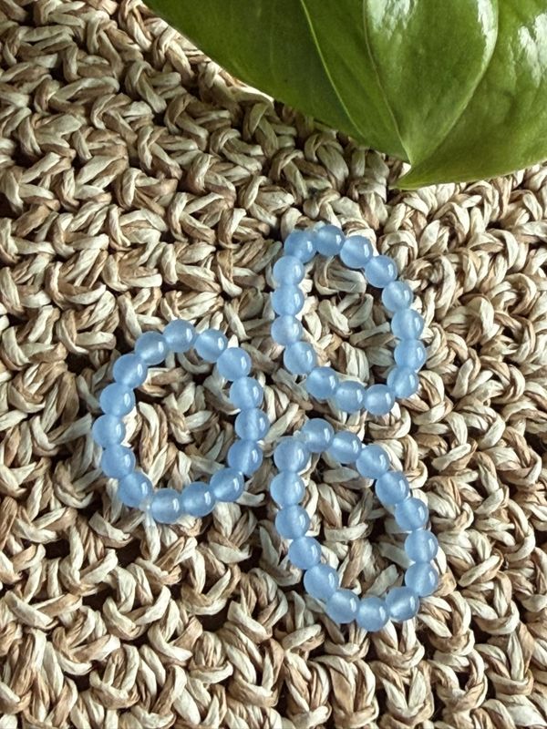 Strikkring, blå agat, 4mm
